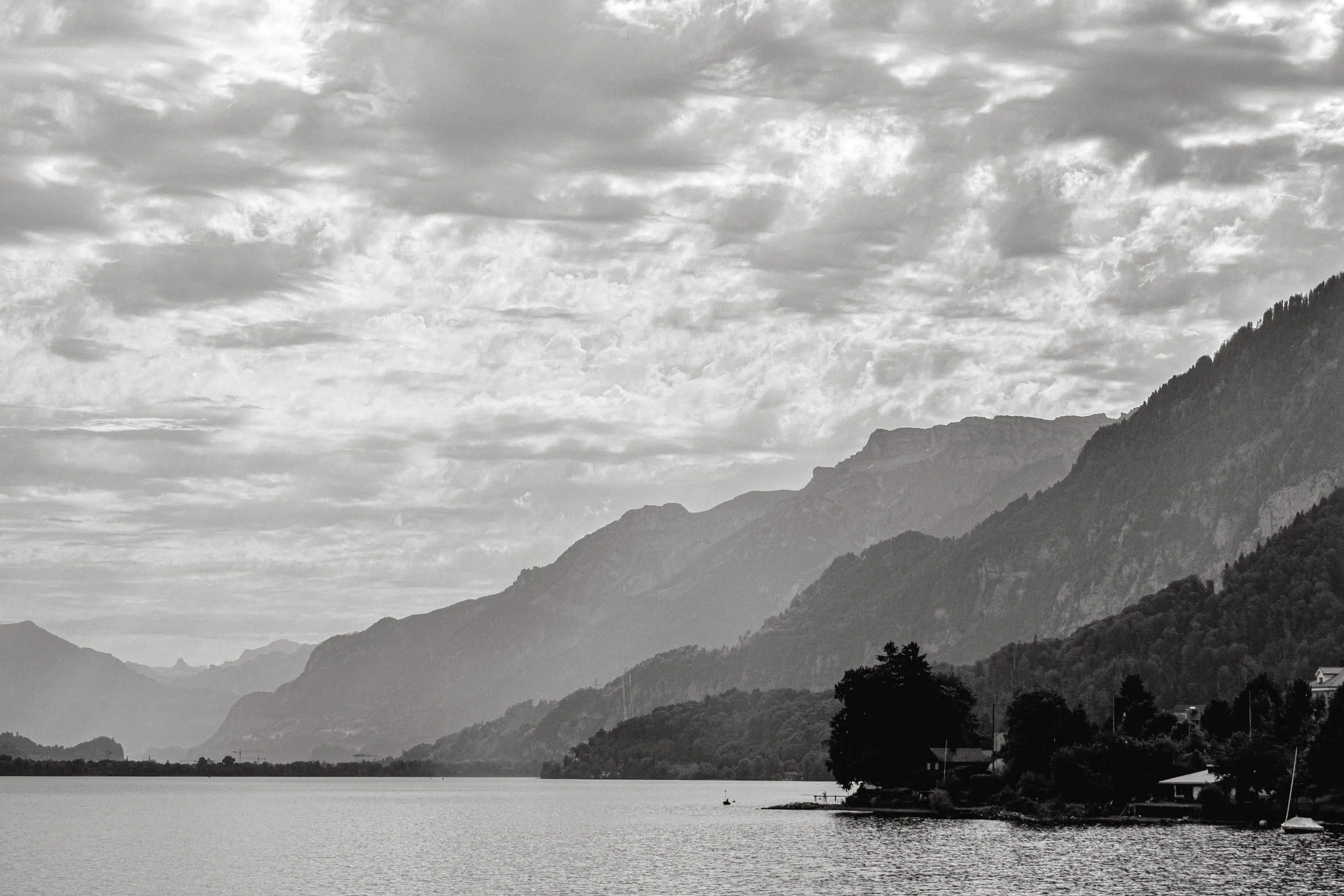 Swiss Alps in black and white