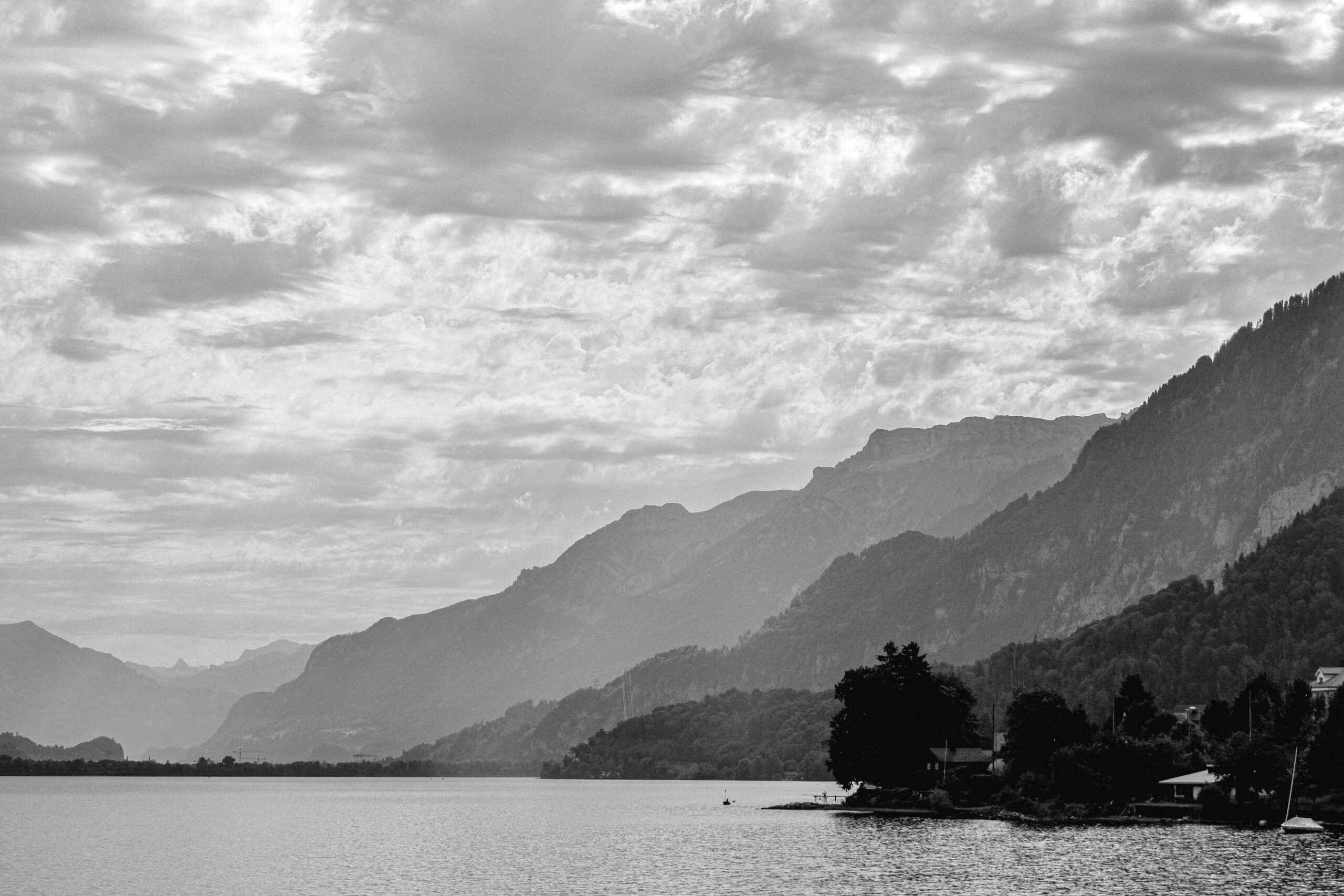 Swiss alps in blank and white